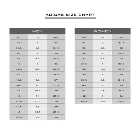 Adidas width chart